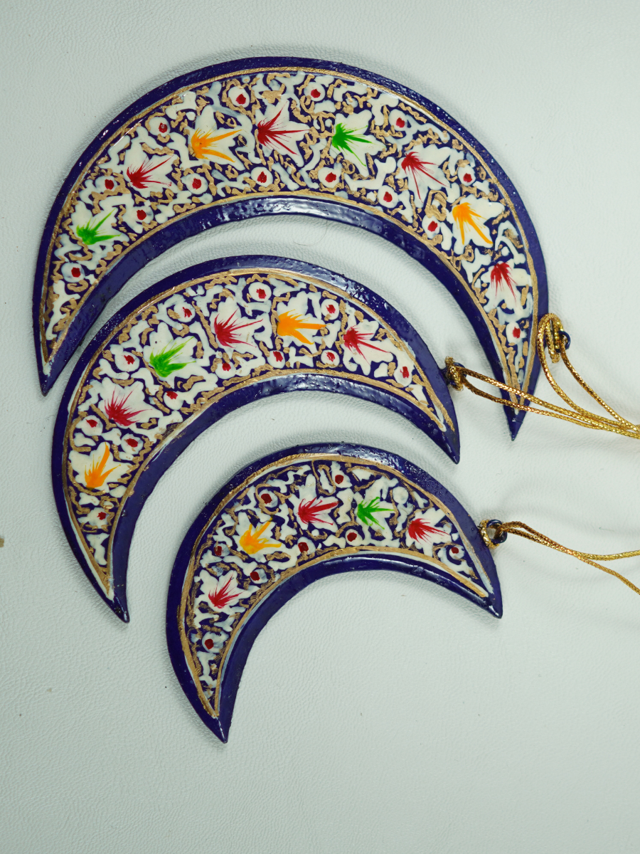 Half Moon -Handcrafted Paper Mache Christmas Ornaments & Festive Décor - KaarKash